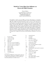 Model for Vortex Ring State Influence on Rotorcraft Flight Dynamics
