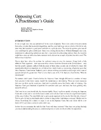 Opposing Cert: a Practitioner’S Guide