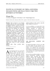 Political Economy of China and India: Dealing with Air Pollution N the Two Booming Economies