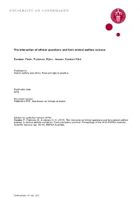 Animal Welfare and Ethics: from Principle to Practice
