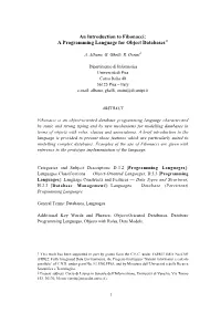 Fibonacci: a Programming Language for Object Databases 1