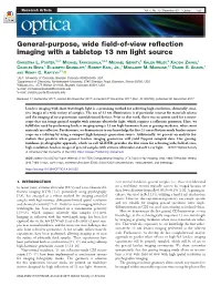 General-Purpose, Wide Field-Of-View Reflection Imaging with a Tabletop 13 Nm Light Source