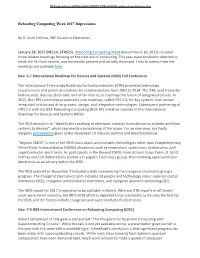 Rebooting Computing Week 2017 Impressions by D. Scott Holmes, SNF Co-Editor Electronics January 28, 2017