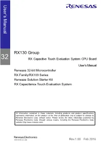 RX130 Group RX Capacitive Touch Evaluation System CPU Board User's Manual 1