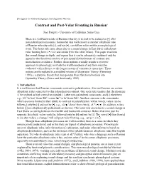 Contrast and Post-Velar Fronting in Russian*