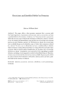 Exorcism and Justified Belief in Demons