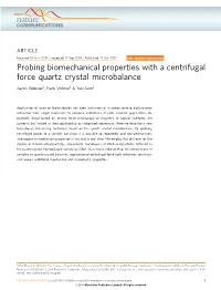 Probing Biomechanical Properties with a Centrifugal Force Quartz Crystal Microbalance