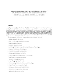 PROCEEDINGS of the FIRST INTERNATIONAL CONFERENCE on ADVANCED ROBOTICS and INTELLIGENT CONTROL JISHOU University, JISHOU, CHINA October 11–14, 2018