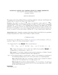 Rational Points and Obstructions to Their Existence 2015 Arizona Winter School Problem Set Extended Version
