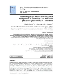 Technology Gaps Analysis in Integrated Management of Jasmine's Leaf Webworm (Nausinoe Geometralis) in Tamil Nadu