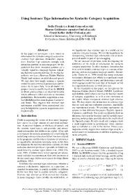 Using Sentence Type Information for Syntactic Category Acquisition