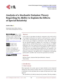Analysis of a Stochastic Emission Theory Regarding Its Ability to Explain the Effects of Special Relativity