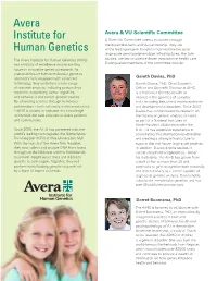Avera Institute for Human Genetics (AIHG) Studies, Are Key to Science-Driven Innovation in Health Care