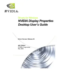 Drivers for Windows NVIDIA Display Properties Desktop User’S Guide