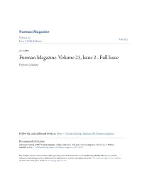 Furman Magazine. Volume 25, Issue 2 - Full Issue Furman University