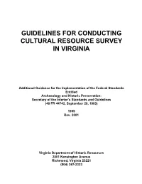 Guidelines for Conducting Cultural Resource Survey in Virginia