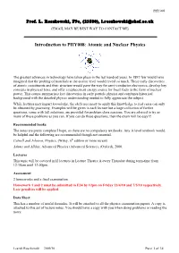 Introduction to PHY008: Atomic and Nuclear Physics