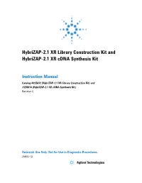 Manual: Hybrizap-2.1 XR Library Construction Kit and Hybrizap-2.1