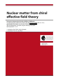 Nuclear Matter from Chiral Effective Field Theory