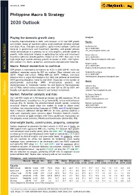 Philippine Macro & Strategy: 2020 Outlook