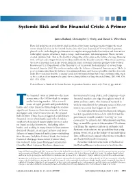 Systemic Risk and the Financial Crisis: a Primer