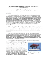 The Development of Autonomous Underwater Vehicles (AUV); a Brief Summary