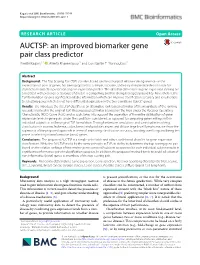AUCTSP: an Improved Biomarker Gene Pair Class Predictor Dimitri Kagaris1* , Alireza Khamesipour1 and Constantin T