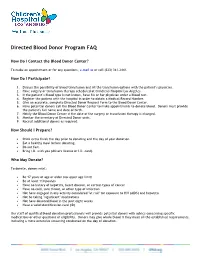 Directed Blood Donor Program FAQ