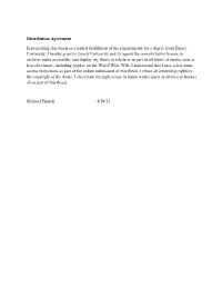 Distribution Agreement in Presenting This Thesis As a Partial Fulfillment Of