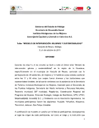 Gobierno Del Estado De Hidalgo Secretaría De Desarrollo Social Instituto Hidalguense De Las Mujeres Gener@Ndo Equidad Y Libertad En Colectivo A.C