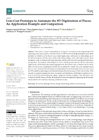 Low-Cost Prototype to Automate the 3D Digitization of Pieces: an Application Example and Comparison