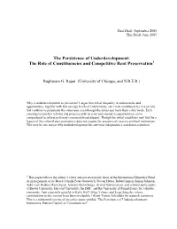 The Persistence of Underdevelopment: the Role of Constituencies and Competitive Rent Preservation1