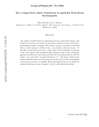 Zero Temperature Phase Transitions in Quantum