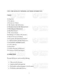 1 Unit 2 Pre-Socratic Thinkers and Their Contribution
