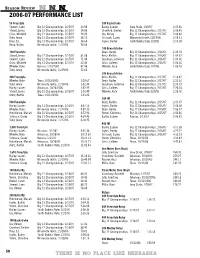 2006-07 Performance List