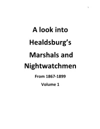 A Look Into Healdsburg's Marshals and Nightwatchmen from 1867-1899