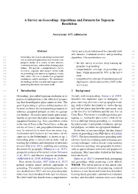 A Survey on Geocoding: Algorithms and Datasets for Toponym Resolution