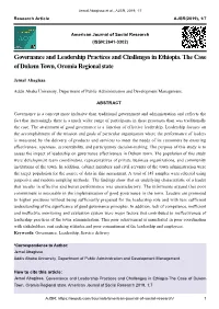 Governance and Leadership Practices and Challenges in Ethiopia. the Case of Dukem Town, Oromia Regional State