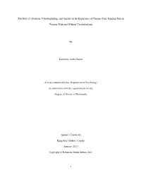 I the Role of Attention, Catastrophizing, And