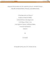 On Quanzhen Daoism and the Longmen Lineage: an Institutional