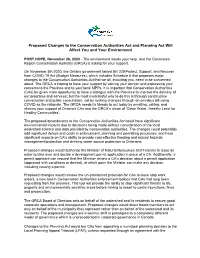 Proposed Changes to the Conservation Authorities Act and Planning Act Will Affect You and Your Environment