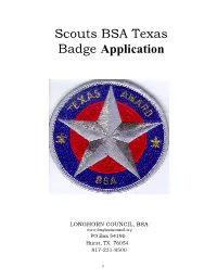 Scouts BSA Texas Badge Application