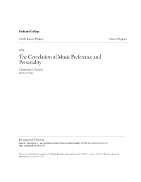 The Correlation of Music Preference and Personality