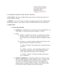 Commandant's Operations Order: Parents' Weekend