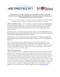 Department of Homeland Security Awards Contract to Smiths Detection and Astrotech Subsidiary 1St Detect for Next Generation Explosives Trace Detection Systems