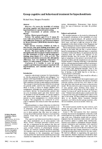 Group Cognitive and Behavioural Treatment for Hypochondriasis