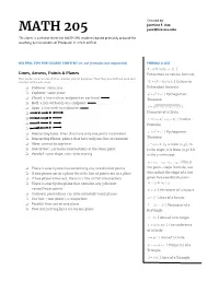 MATH 205 Jaue@Live.Esu.Edu This Form Is a Review Sheet for MATH 090 Students Based Primarily Around the Teaching & Instructions of Professor V