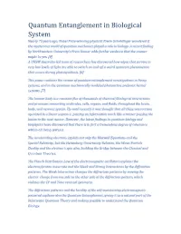 Quantum Entanglement in Biological System
