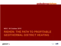 Riehen: the Path to Profitable Geothermal District Heating