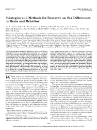 Strategies and Methods for Research on Sex Differences in Brain and Behavior